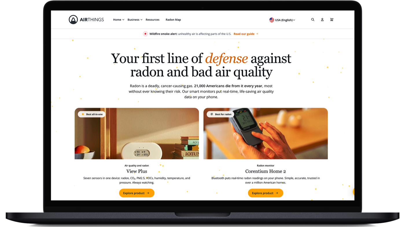 Airthings website preview
