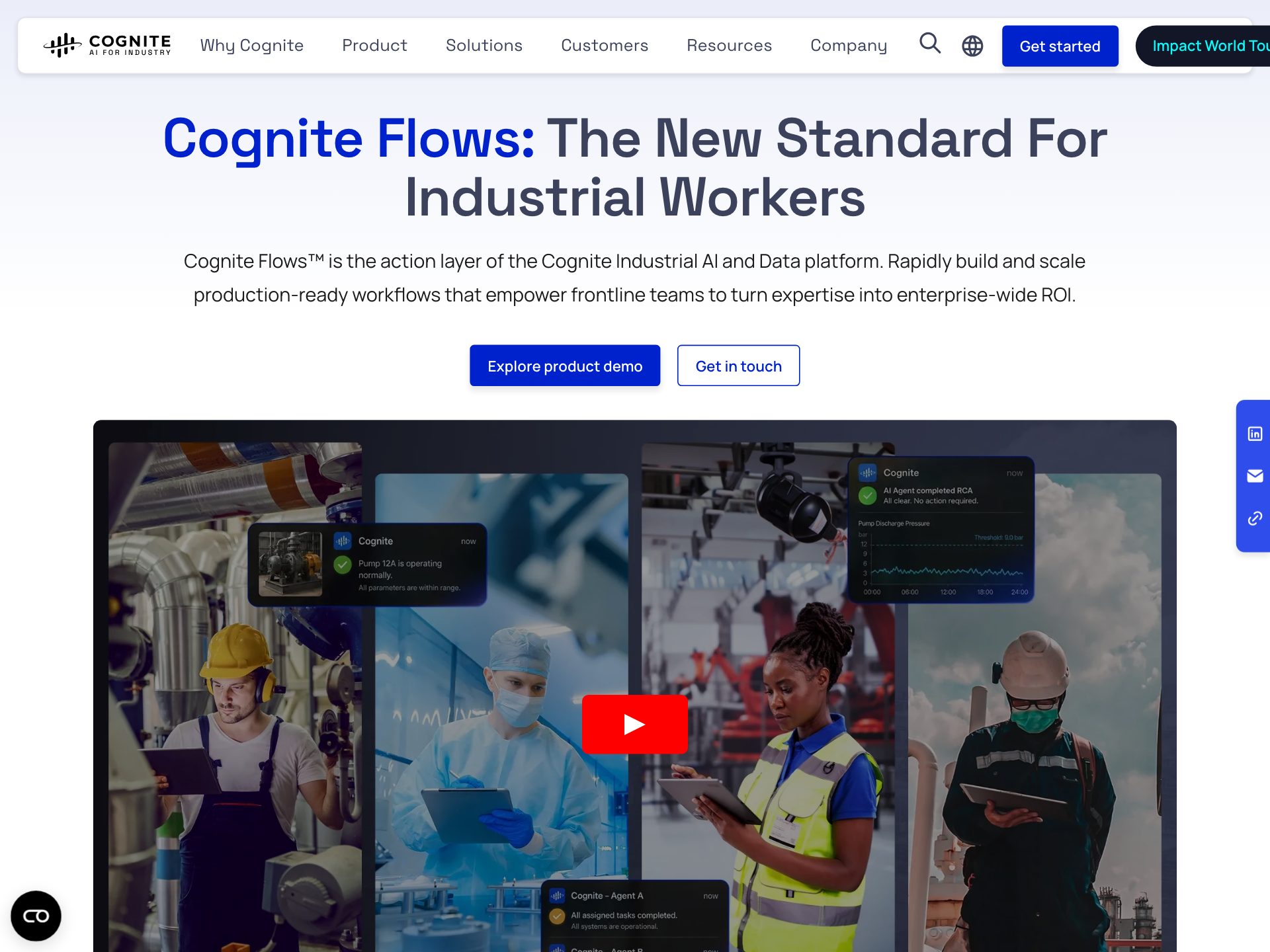 Cognite Flows product page — the action layer for industrial workflows.