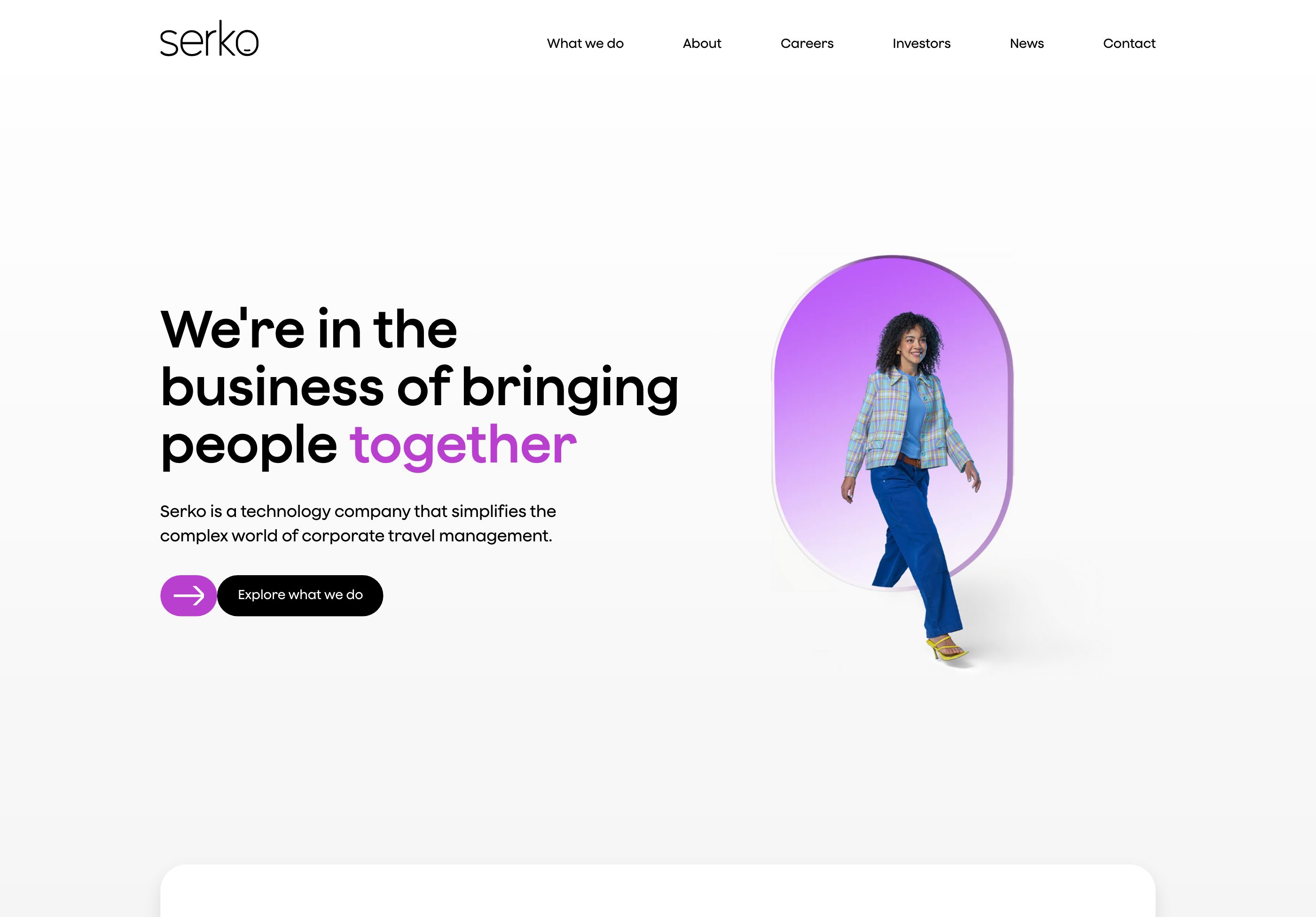 Serko homepage — 