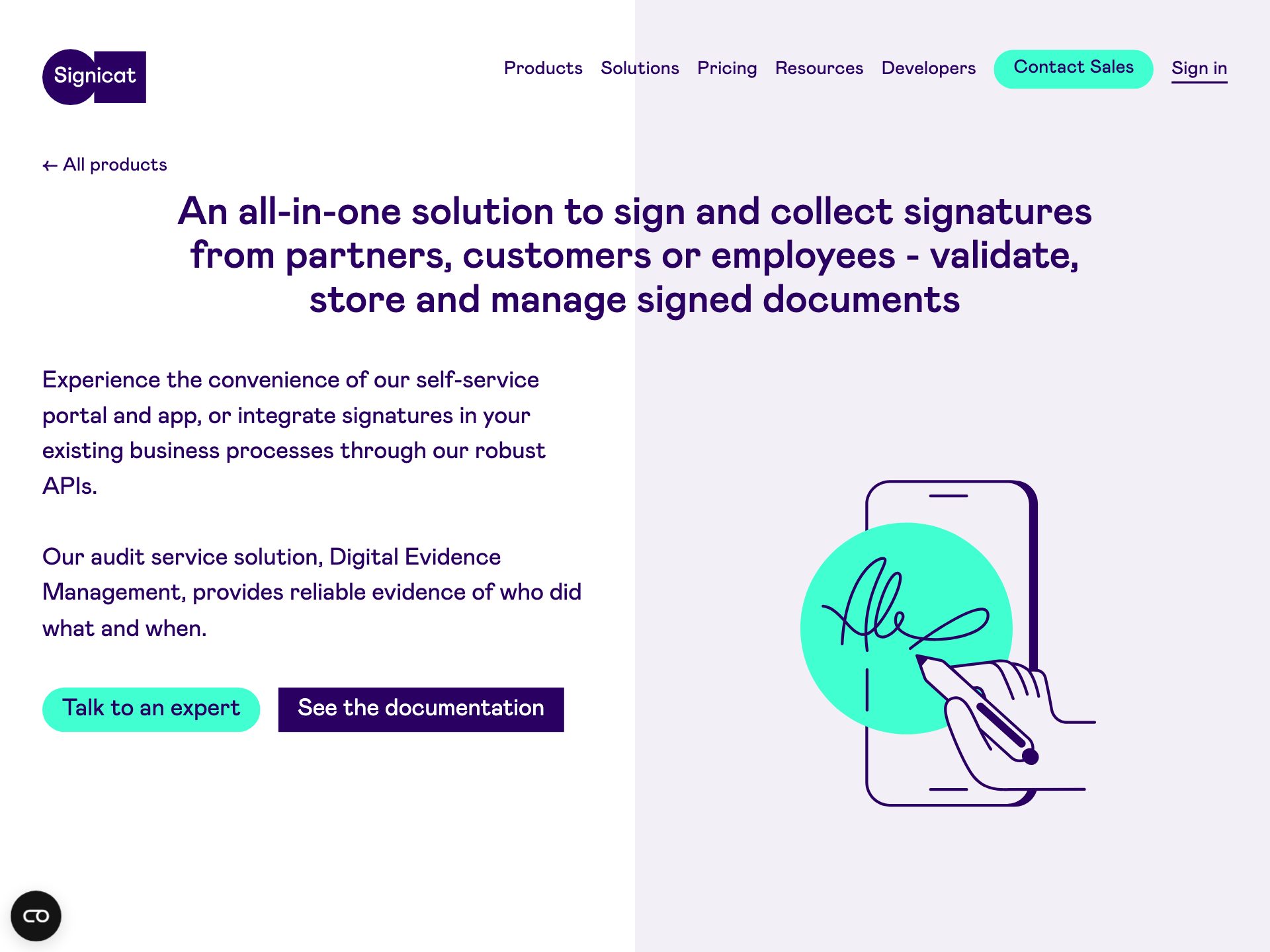 Electronic Signing — the signature API alongside the Dokobit portal.