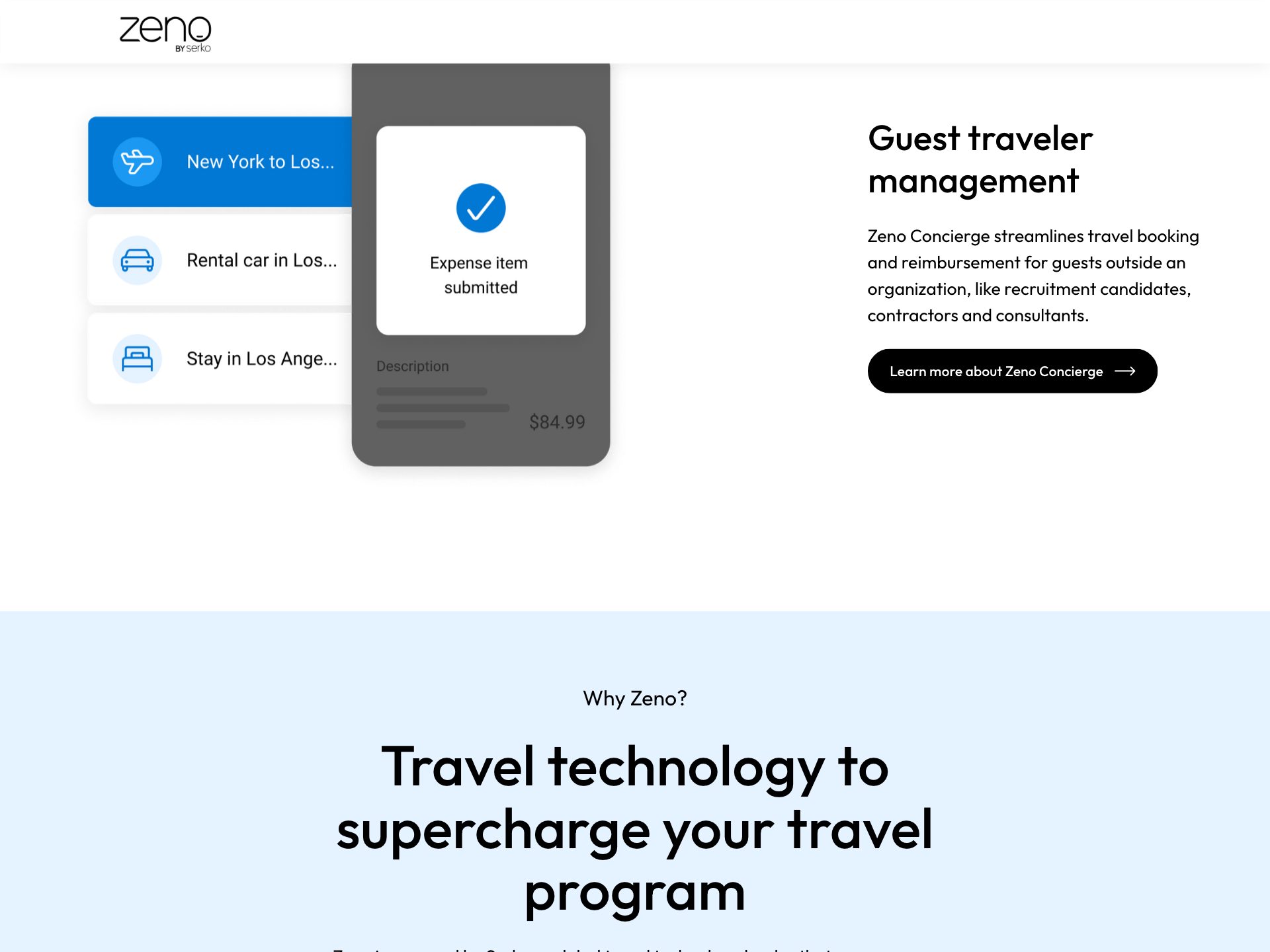Zeno Concierge — booking and reimbursement for guests outside the organisation.